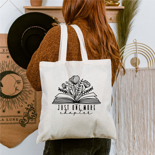 Just One More Chapter Canvas Tote New