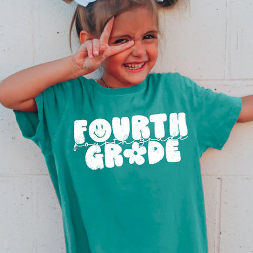 Fourth Grade Distressed Back To School Grade Levels Tee