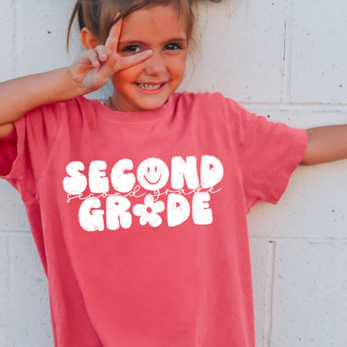 Second Grade Distressed Back To School Grade Levels Tee