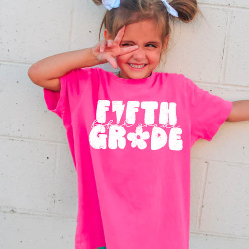 Fifth Grade Distressed Back To School Grade Levels Tee