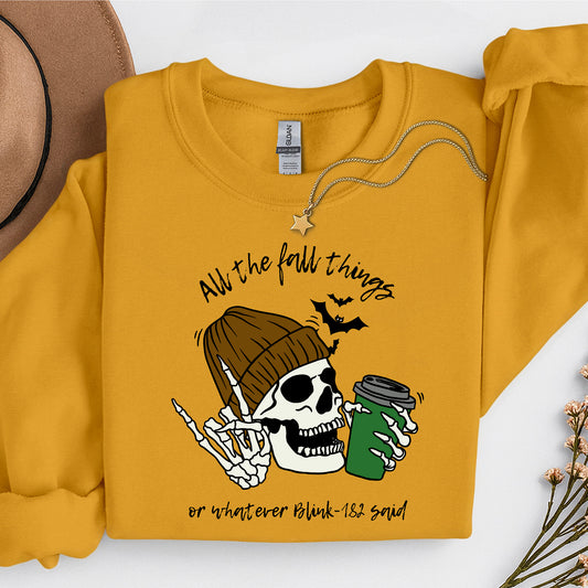All The Fall Things Skeleton PSL SWEATSHIRT Gildan Unisex New