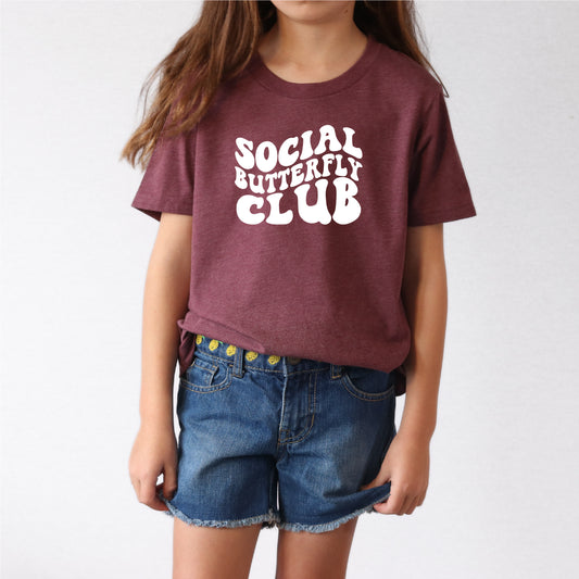 Social Butterfly Club YOUTH Tee New