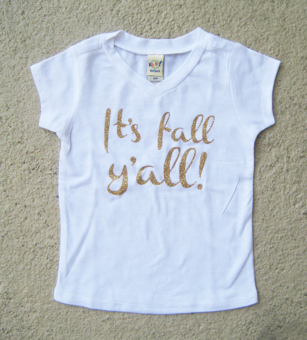 It's Fall, Y'all Gold Glitter Infant Tee Holiday