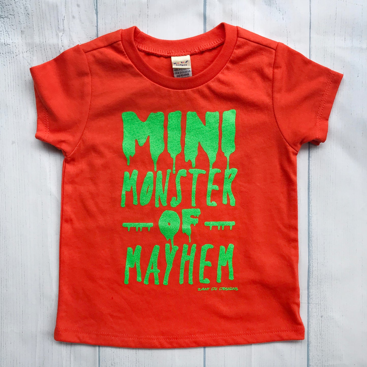 Mini Monster of Mayhem INFANT Neon Green and Orange Bodysuit