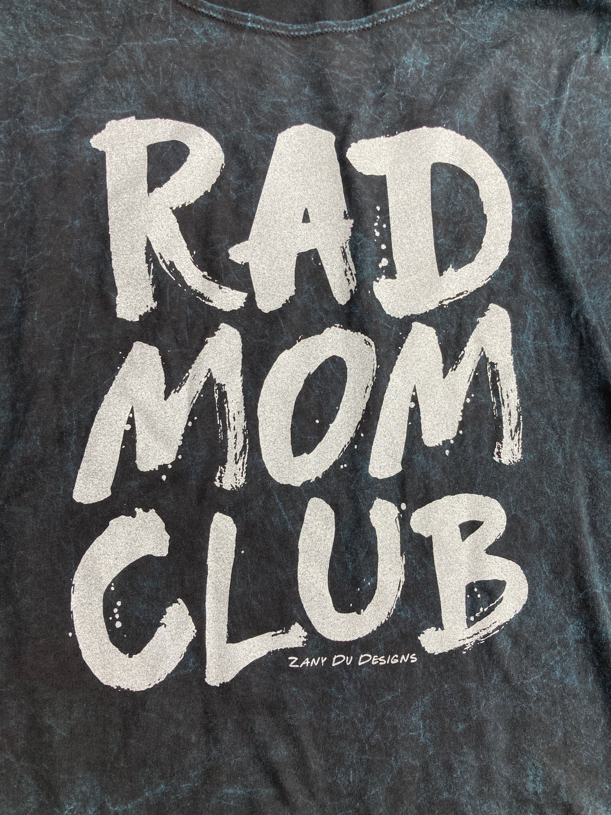 Rad mom acid wash flowy tank top with teh writing saying "RAD MOM CLUB" in a white font. - Rad - Mom -