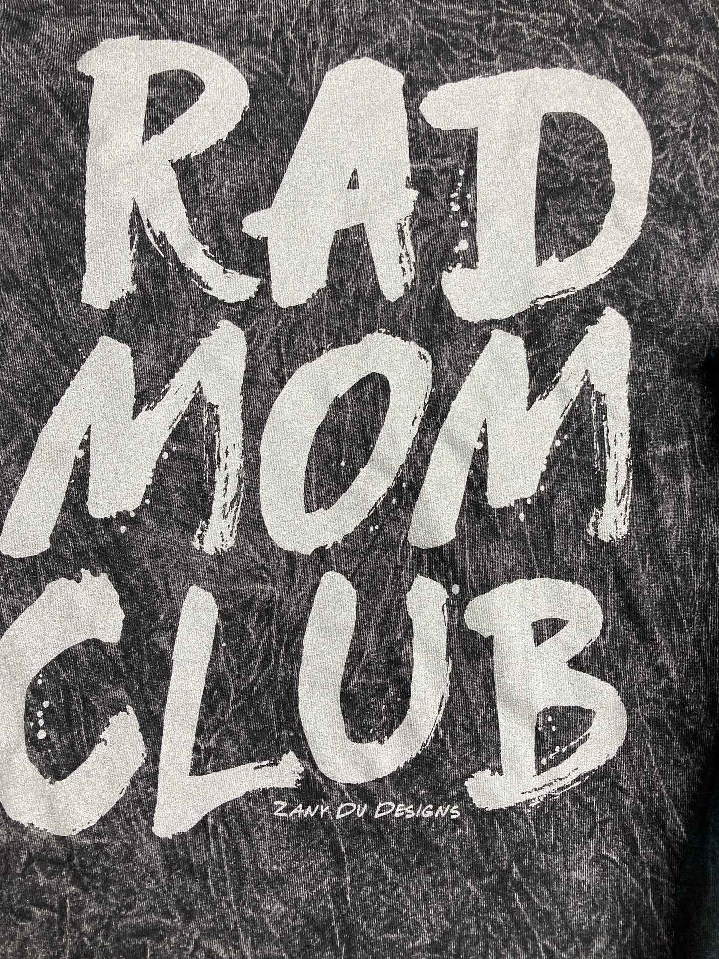Rad mom acid wash flowy tank top with teh writing saying "RAD MOM CLUB" in a white font. - Rad - Mom -
