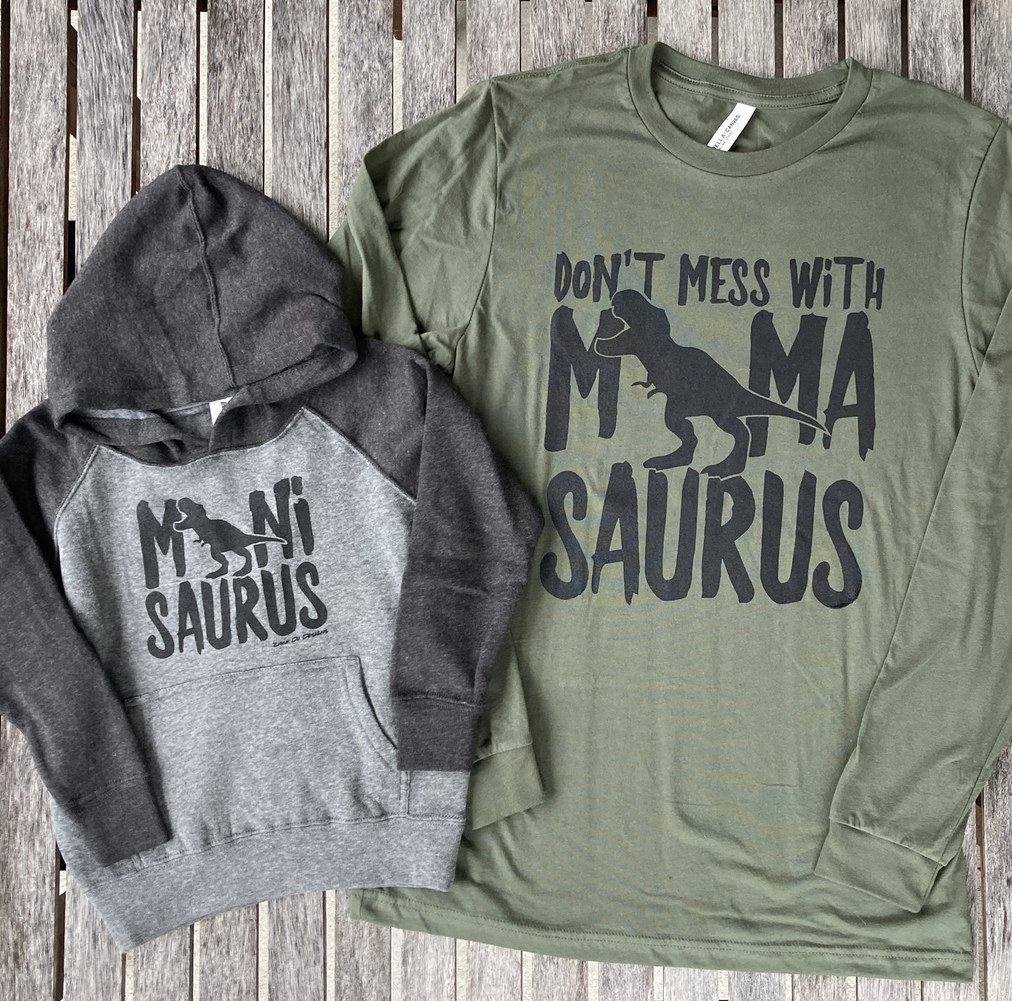 Mamasaurus Olive Green Long Sleeve Tee Mom
