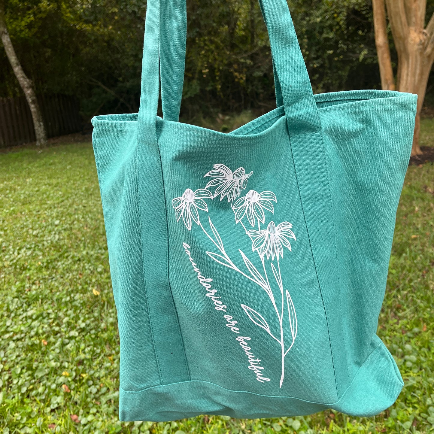 Boundaries are Beautiful Seafoam Green Large Tote Bag