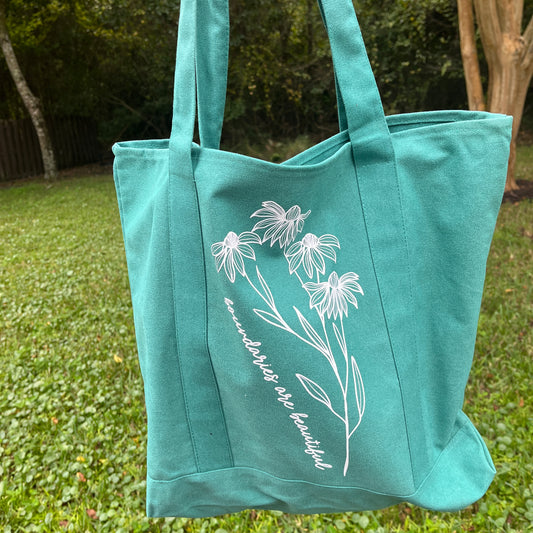 Boundaries are Beautiful Seafoam Green Large Tote Bag