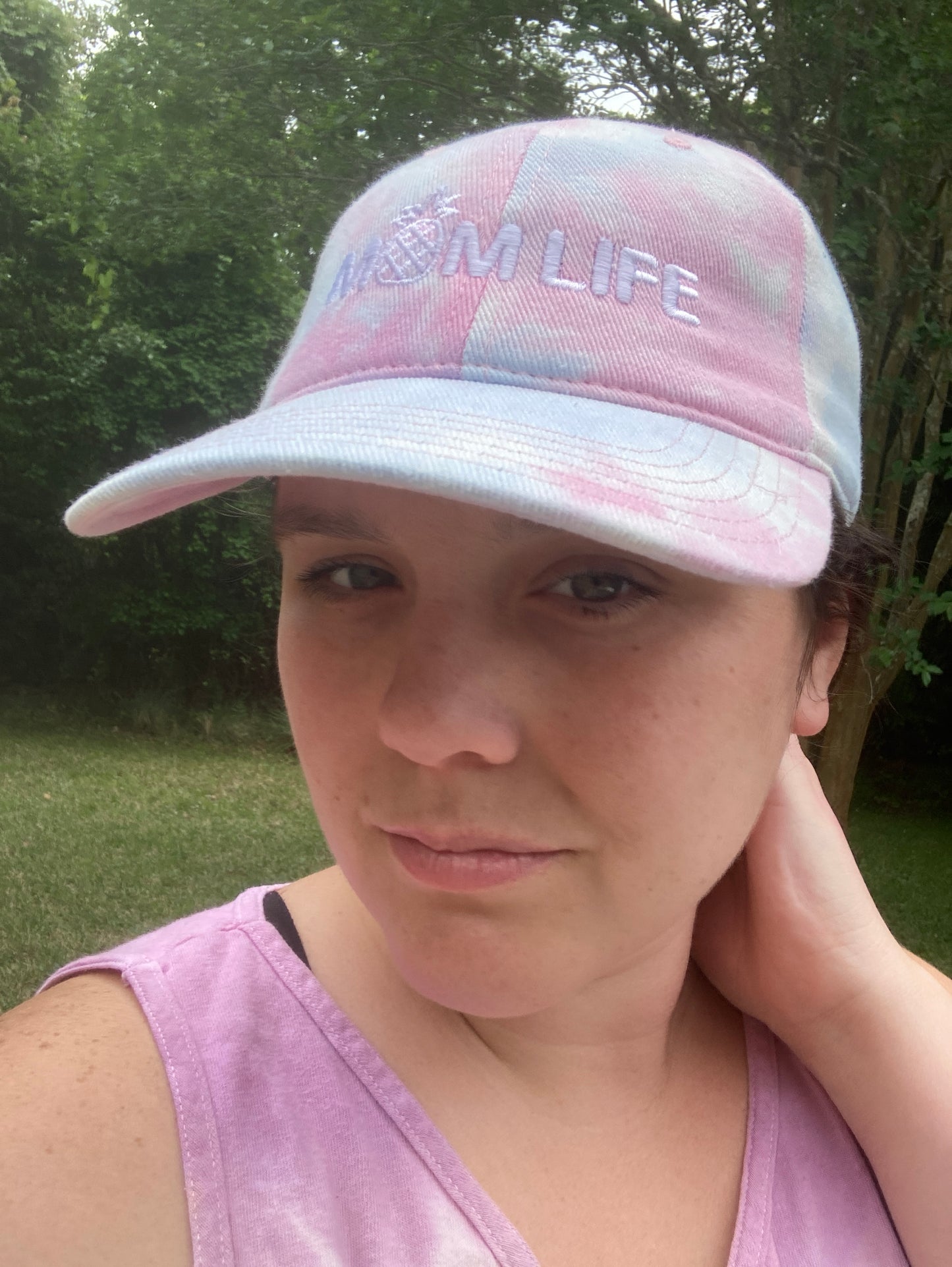 Mom Life Pineapple Blue Pink Tie Dye Adjustable Cap