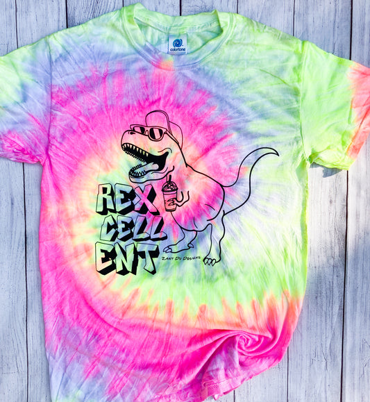 Rexcellent Dinosaur Unisex 90s Tie Dye Tee