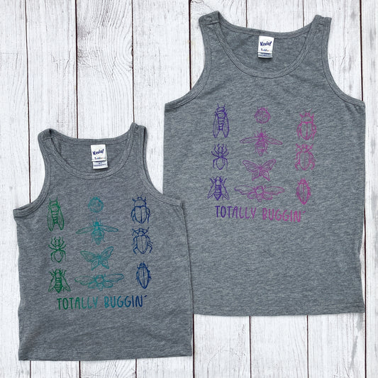 Totally Buggin YOUTH GIRLS Grey Tank Insects Bugs