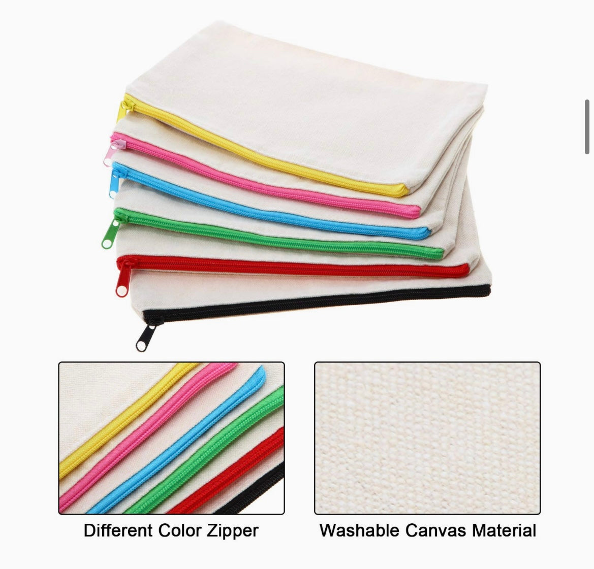 Teacher Appreciation Colorful Zipper Canvas Pouches