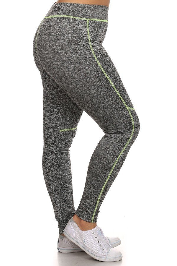 Heather Grey and Lime Green PLUS SIZE Workout Leggings
