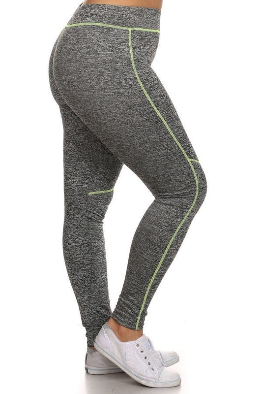 Heather Grey and Lime Green PLUS SIZE Workout Leggings