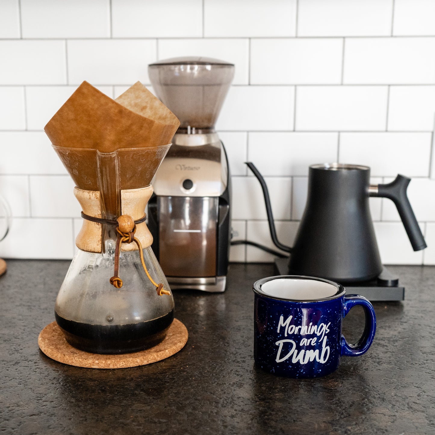 Mornings are Dumb Cobalt Ceramic Campfire Mug Cup 15 oz