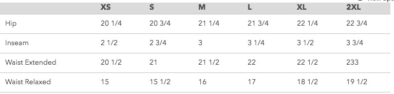 showing sizing chart