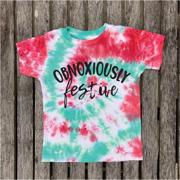 Obnoxiously Festive Tie Dye YOUTH Christmas Tee