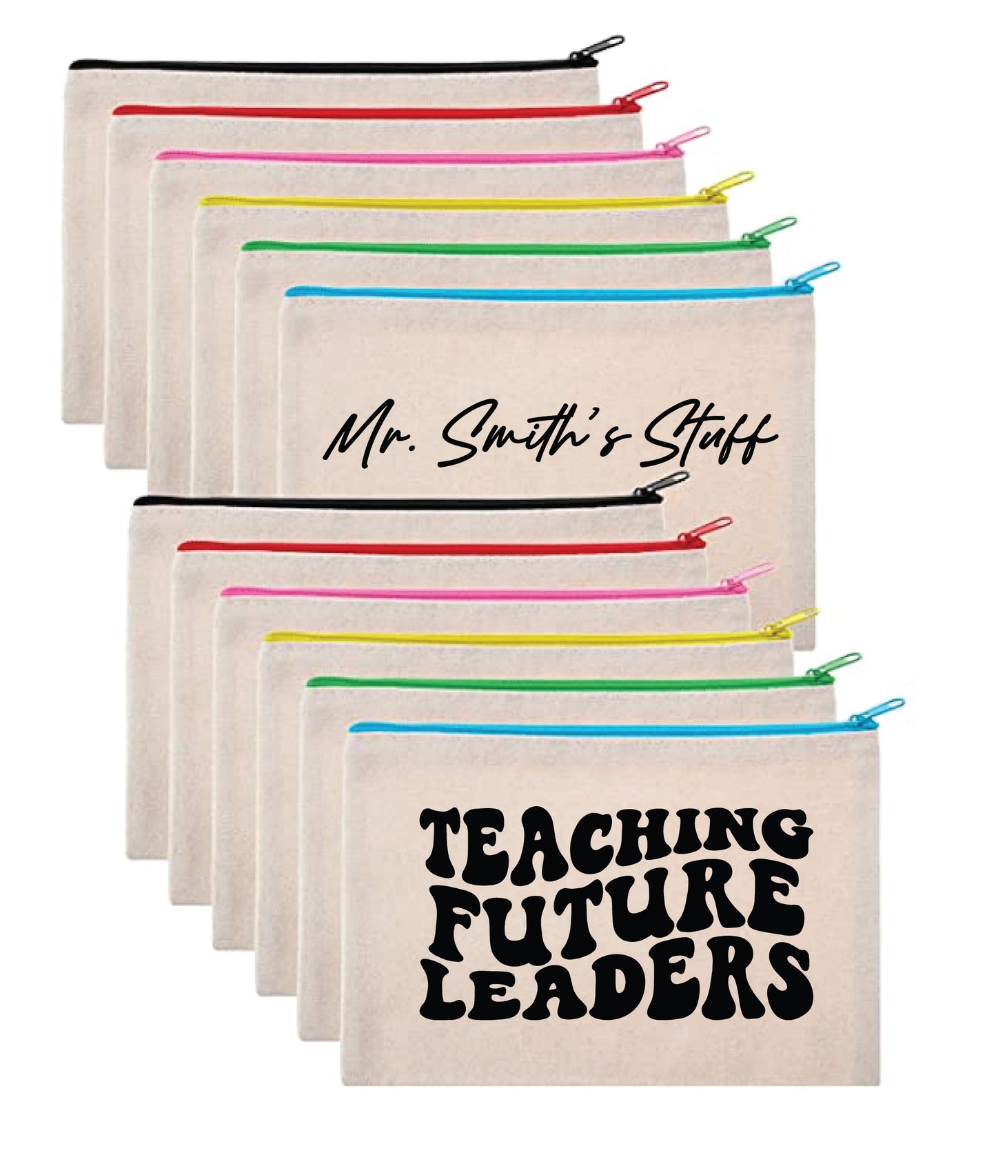 Teacher Appreciation Colorful Zipper Canvas Pouches