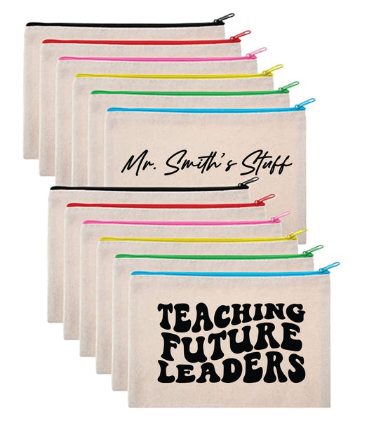 Teacher Appreciation Colorful Zipper Canvas Pouches