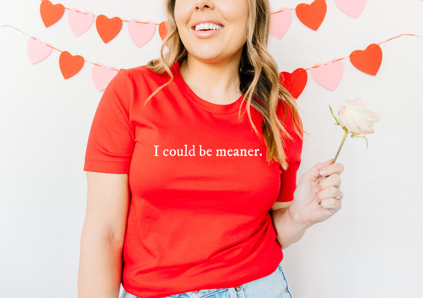 I Could be Meaner Bella Canvas Pink Unisex New