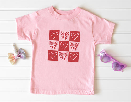 Checker Bows and Hearts Preppy YOUTH Unisex Tee New