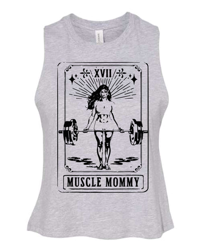 Muscle Mommy Work Out Weightlifting Bella Canvas Crop Tank New