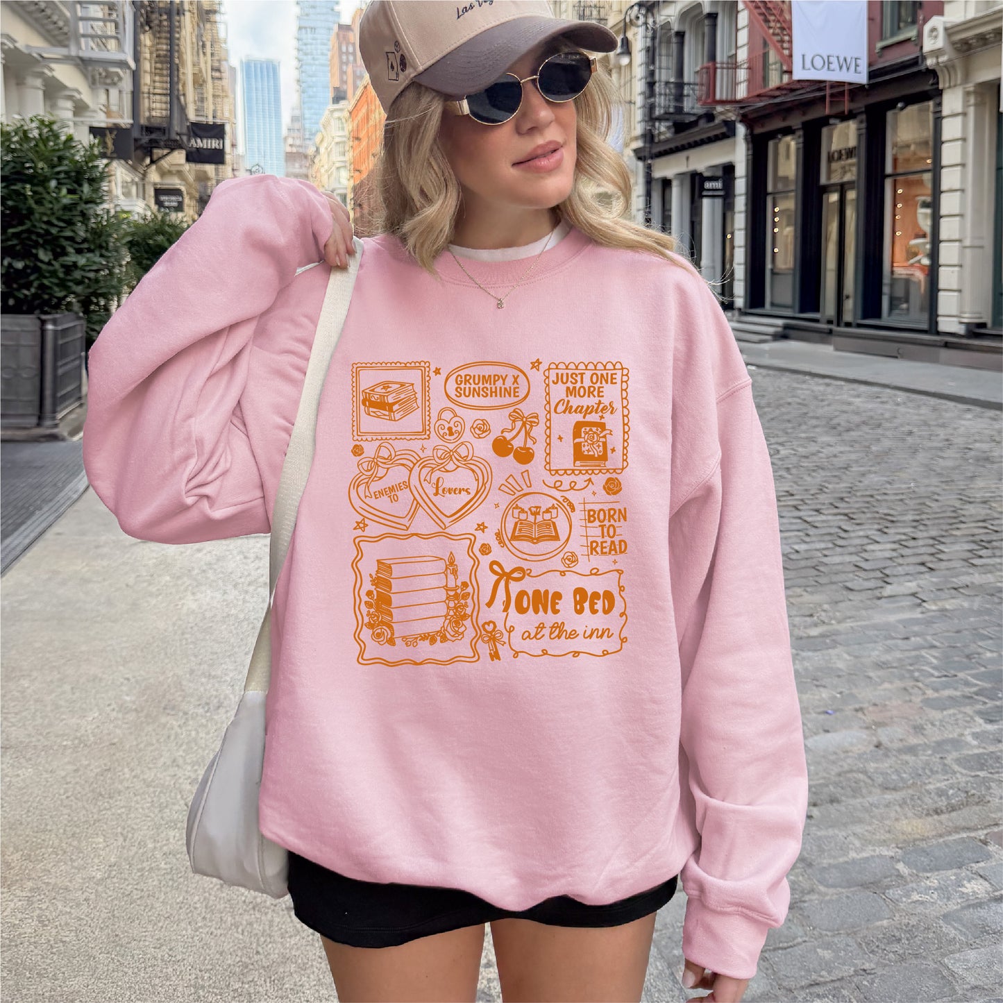 Valentine Book Babe Tropes Blush Pink Sweatshirt Unisex New