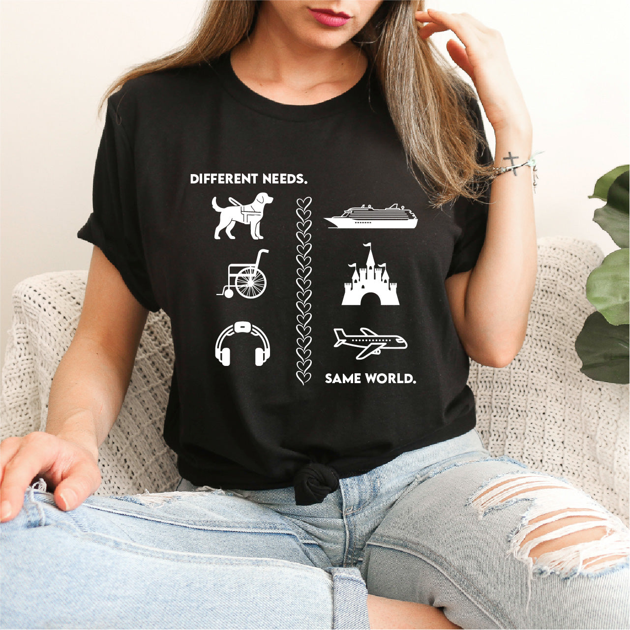 Different Needs Same World To Mickey and Beyond Bella Canvas Unisex Tee