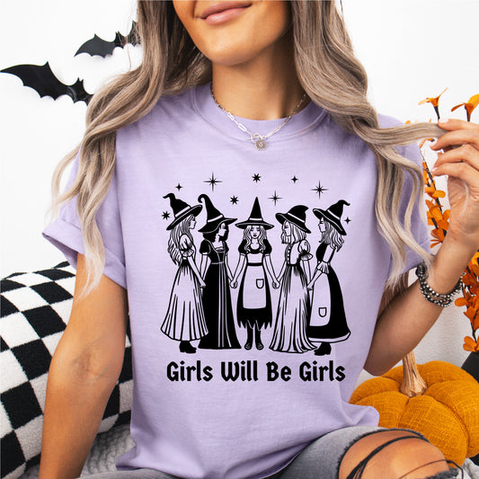 Girls Will Be Girls Witch Halloween Comfort Colors Unisex New