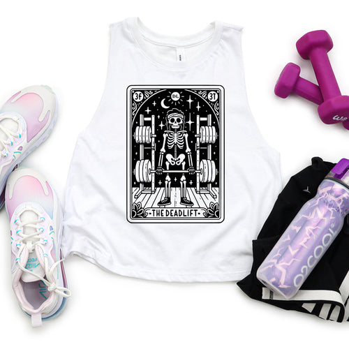 Deadlift Skeleton Gym Halloween Bella Canvas Crop Tank New