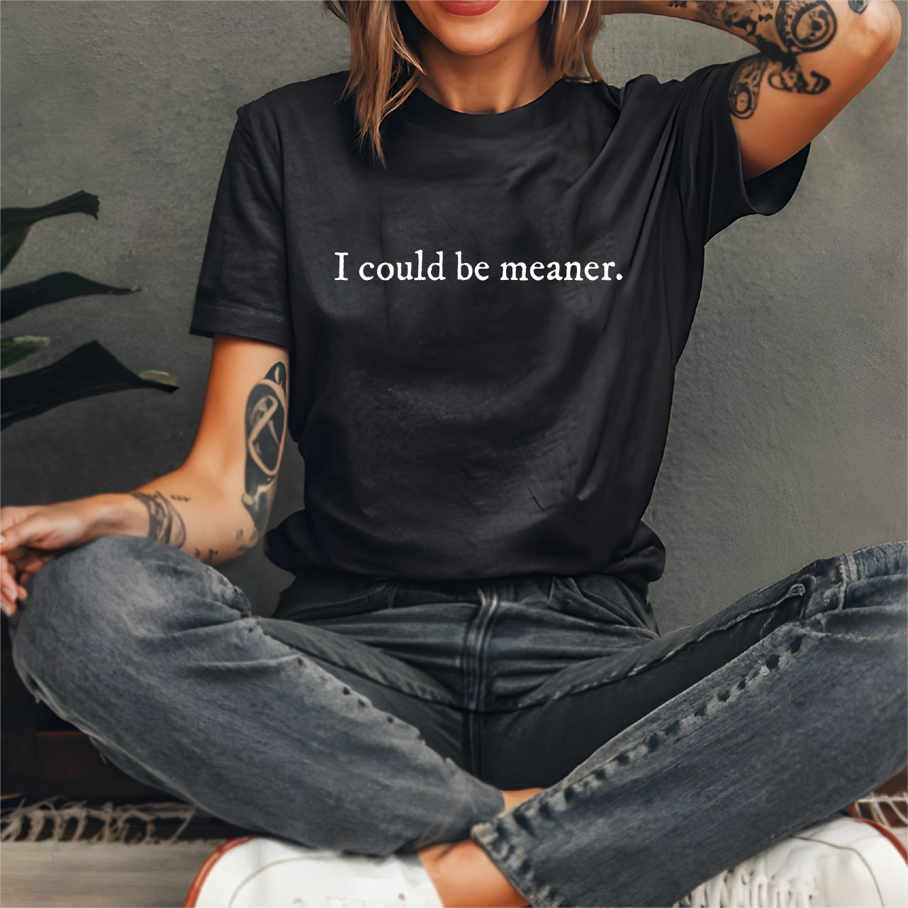 I Could be Meaner Bella Canvas Pink Unisex New