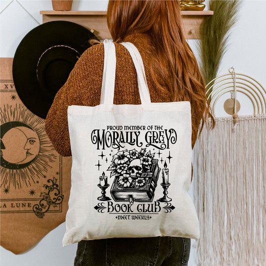 Morally Grey Book Club Canvas Tote New