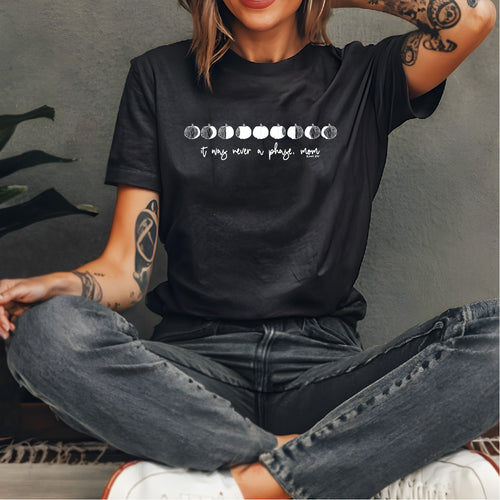 It Was Never A Phase Mom Pumpkin Moon Phases Cycle on Dark Unisex Tee New