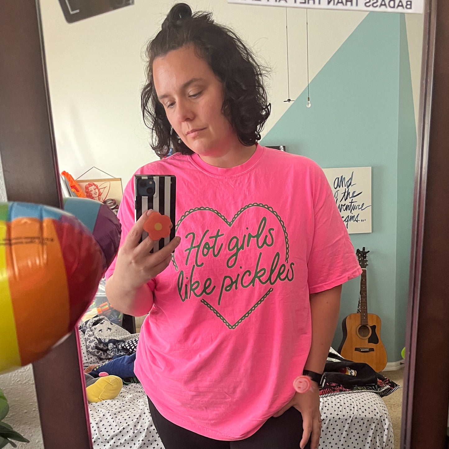 Hot Girls Like Pickles Neon Pink Comfort Colors Unisex New