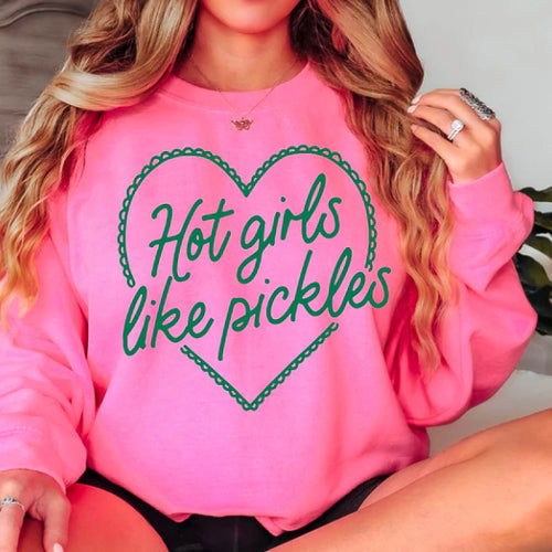 Hot Girls Like Pickles Neon Pink Comfort Colors Unisex New