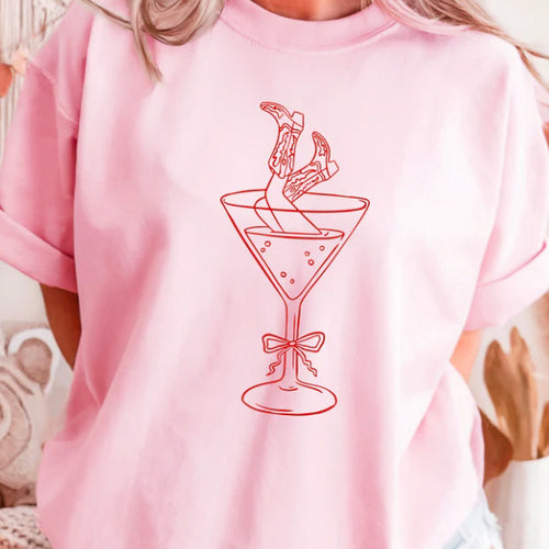 Cowgirl Martini Pink Adult Bella Canvas Unisex New