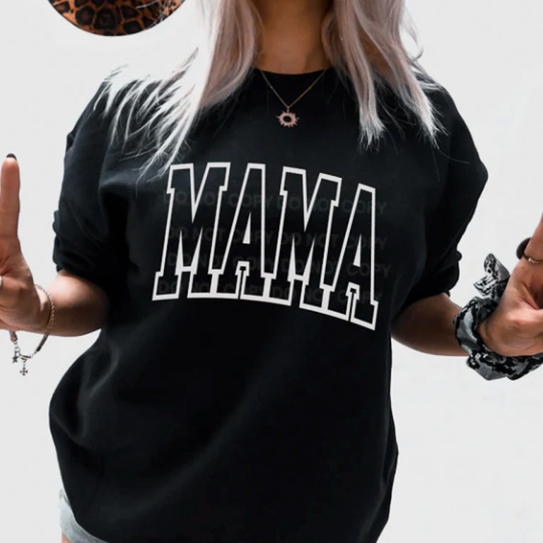 Mama WHITE Athletic Font Tee New