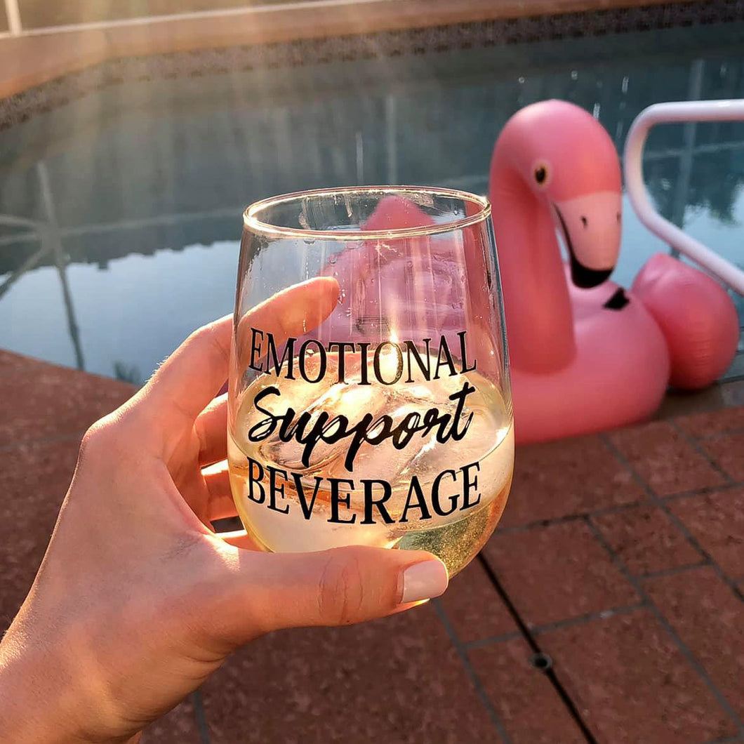 Emotional Support Beverage 17 oz Wine Glass Cup