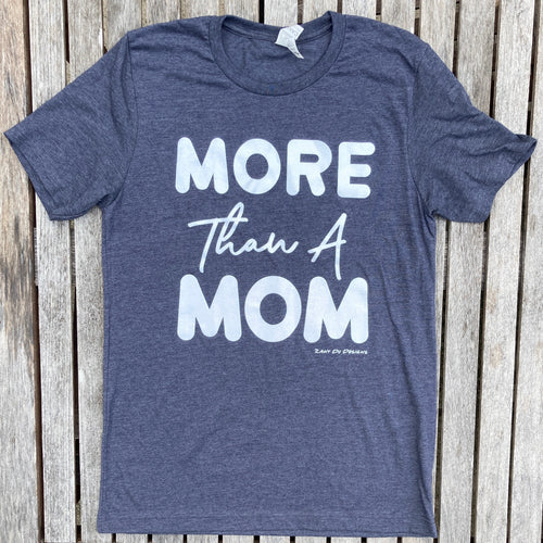 Heather navy sparkle ink tee that has the writing saying, 