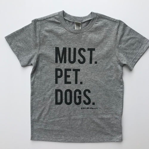 Must Pet Dogs Heather Grey YOUTH Tee Dog Lover Must Love Dogs