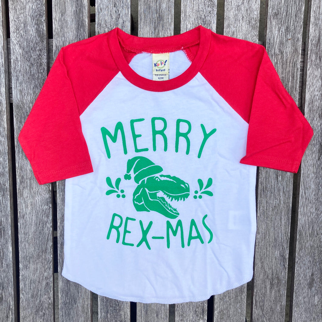 Merry Rexmas Dino Christmas INFANT Baseball Tee