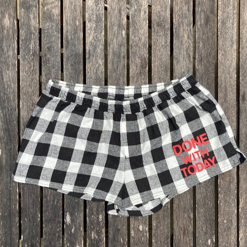 Done with Today Black and White Buffalo Plaid Flannel Shorts