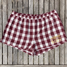 Home Body Pineapple Maroon and White Buffalo Plaid Flannel Shorts