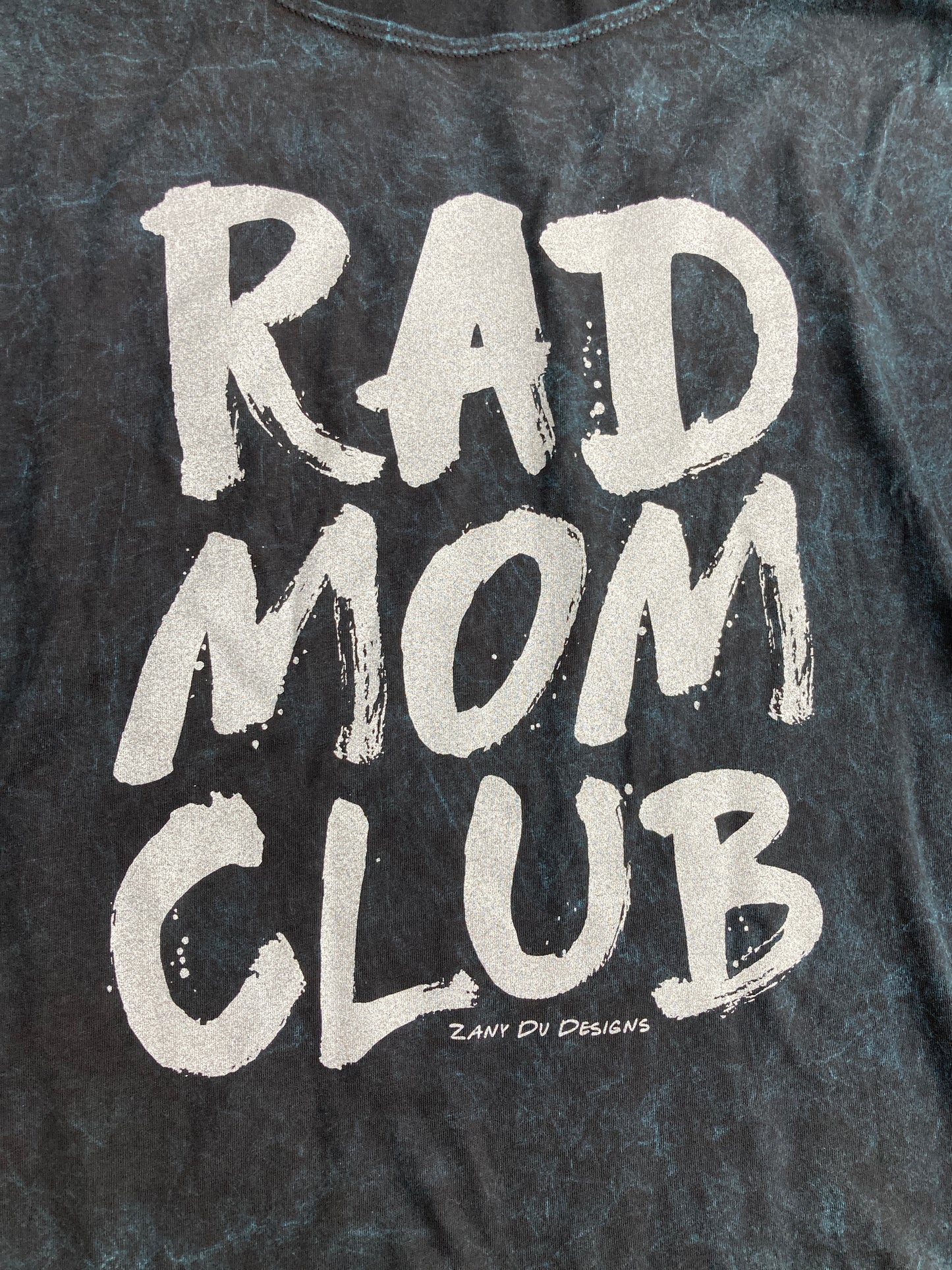 Rad mom acid wash vnck tee with the writing saying, "RAD MOM CLUB" in white font - Rad - Mom