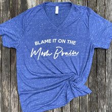 Graphic heather blue tee “blame it on the mom brain” new mom, motherhood, Mother’s Day , gift, mom life