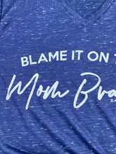 Graphic heather blue tee “blame it on the mom brain” new mom, motherhood, Mother’s Day , gift, mom life