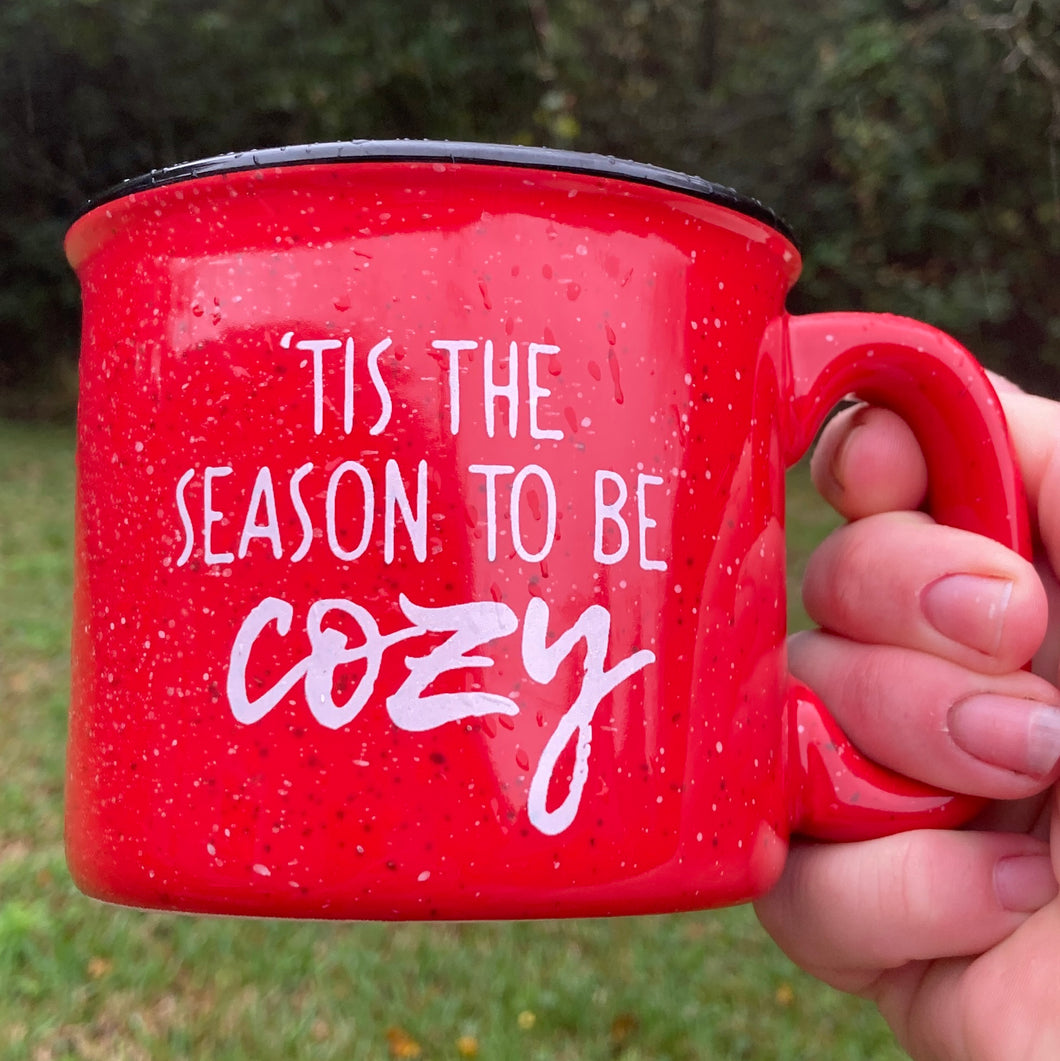 Tis the Season to be Cozy Red Ceramic Campfire Mug 15 oz WS