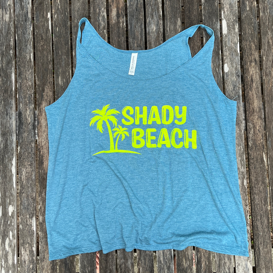 Shady Beach Neon on Teal Women's Flowy Tank
