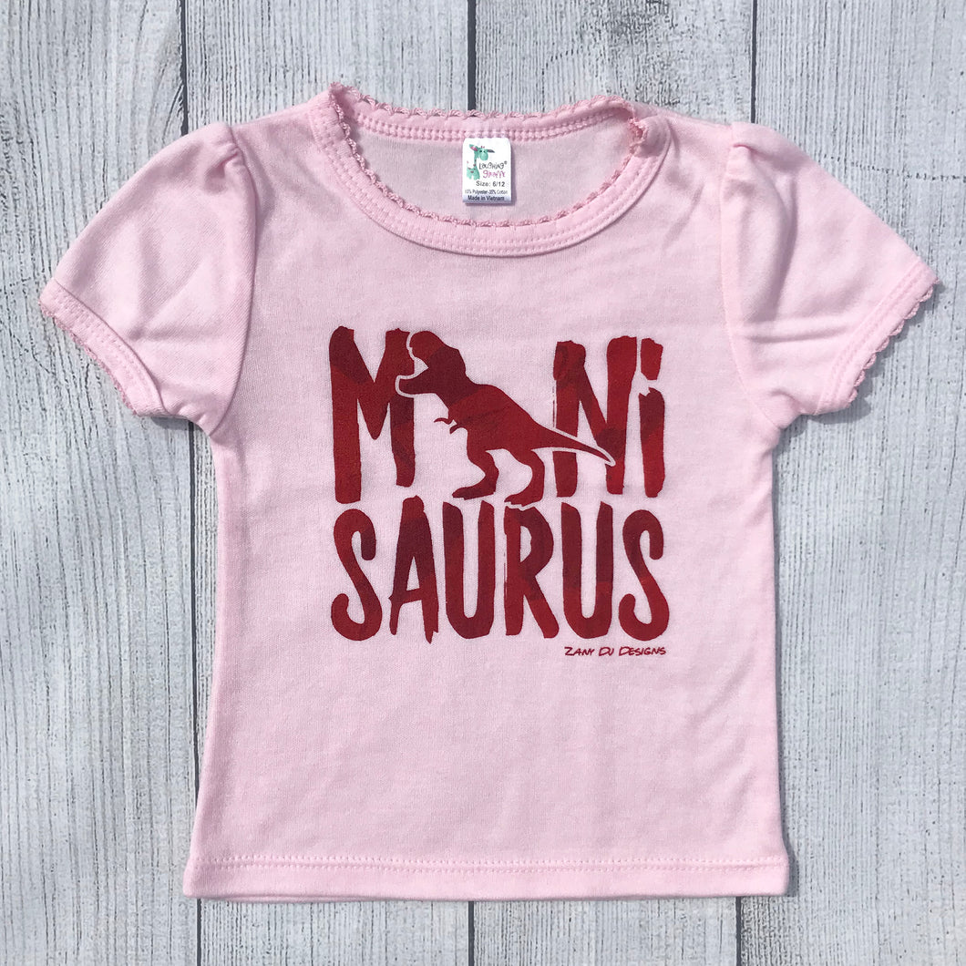 Minisaurus Pink Girly INFANT Tee Cap Scallop Sleeves